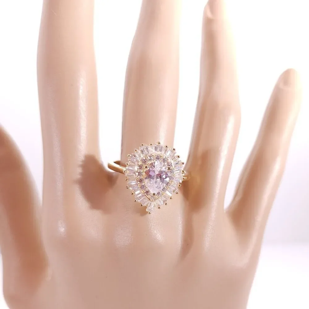 Simulated Diamond CZ Ring 14k over Sterling Silver Size 10
